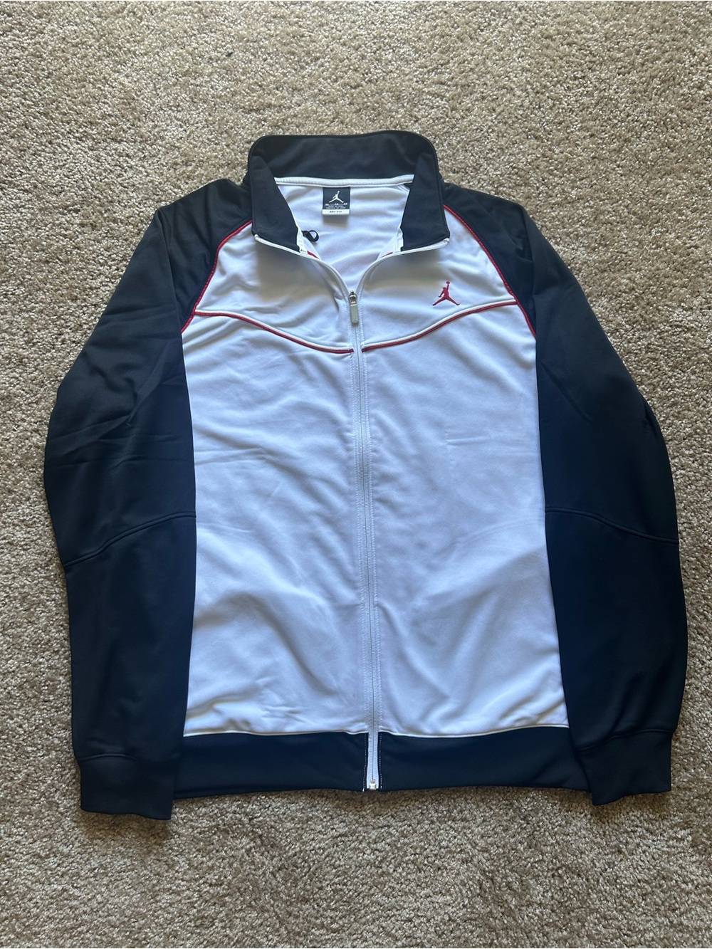 Vintage Jordan Men's Black & White Full-Zip Track Jacket Size XL